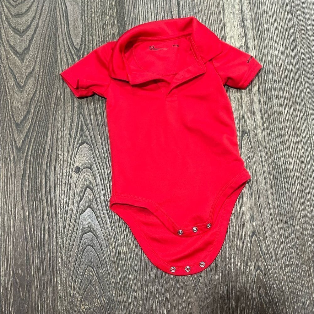 Under Armour Infant Boys Newborn Polo Bodysuit Short Sleeve Loose Fit Red 9/12M